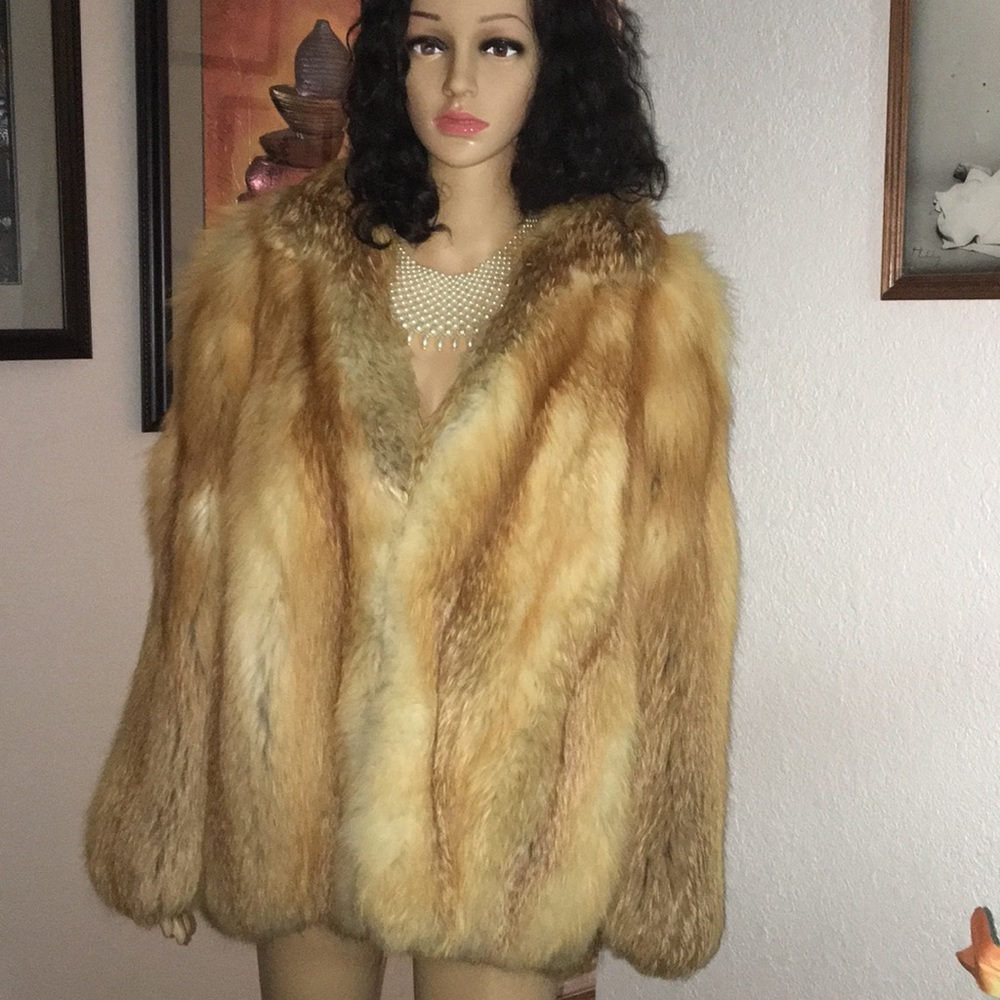Fox fur jacket junior size 8 woman size 6